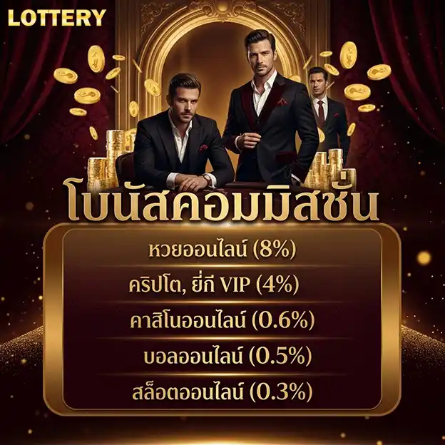 หวยออนไลน์ ขั้นต่ํา 1 บาท โบนัสคอมมิสชั่น